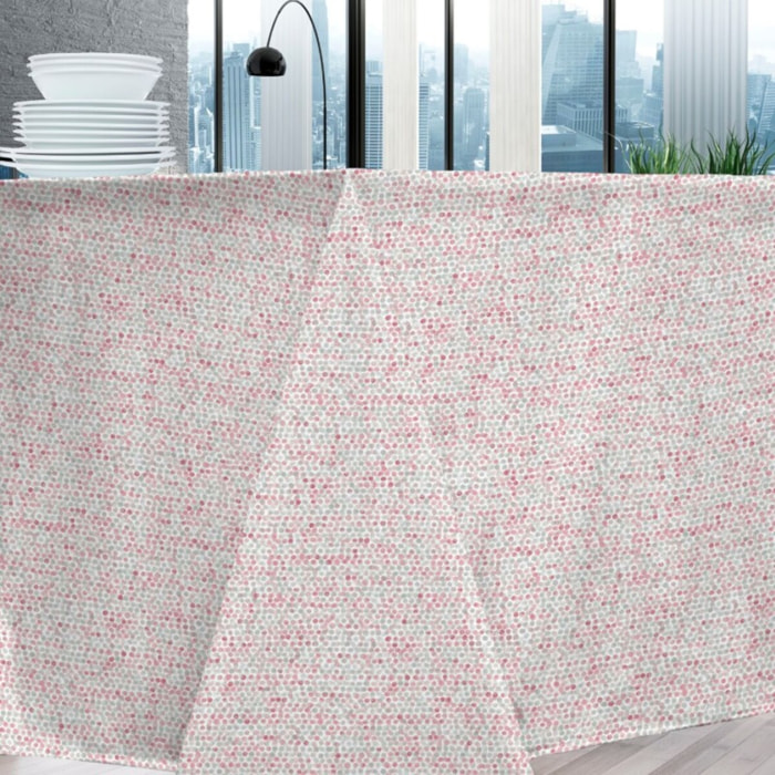 Nappe coton enduit PERLE rose