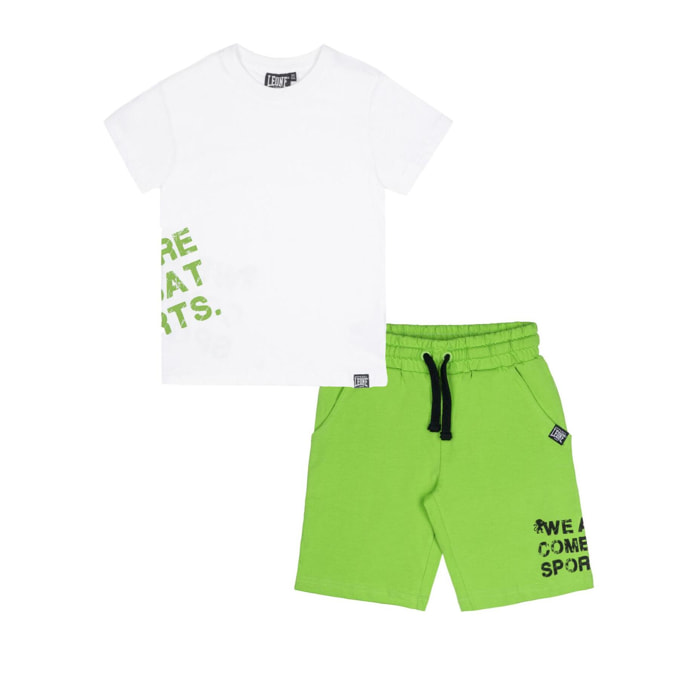 Set da bambino con t-shirt e pantaloncini in cotone Leone Boxing