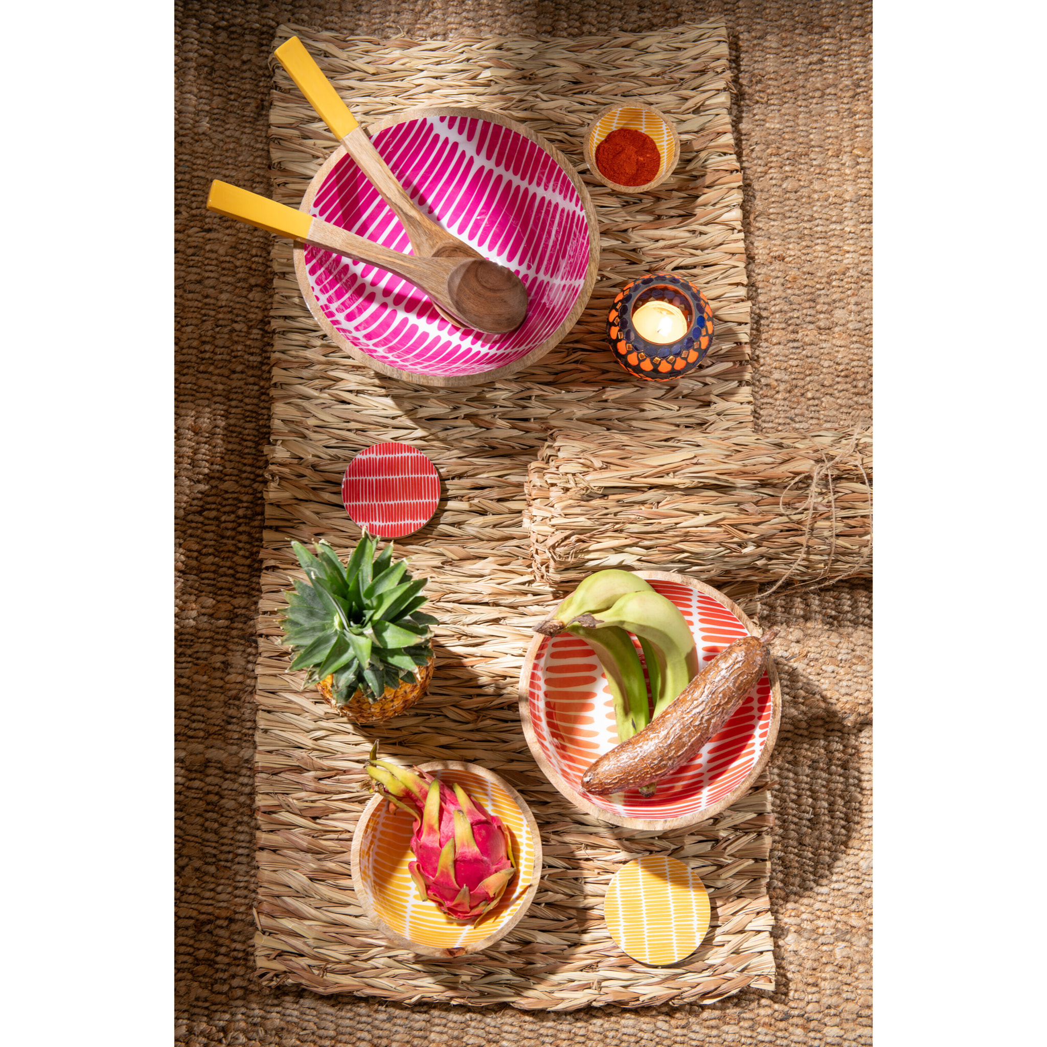 J-Line dessous de verre Mangue - bois - mix - 3 boîtes de 4 pcs