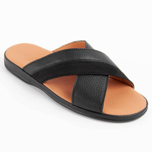 Sandalia De Piel - Negro