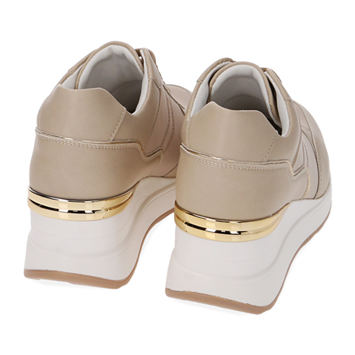 Zapatillas beige, tacón de cuña 6 cm