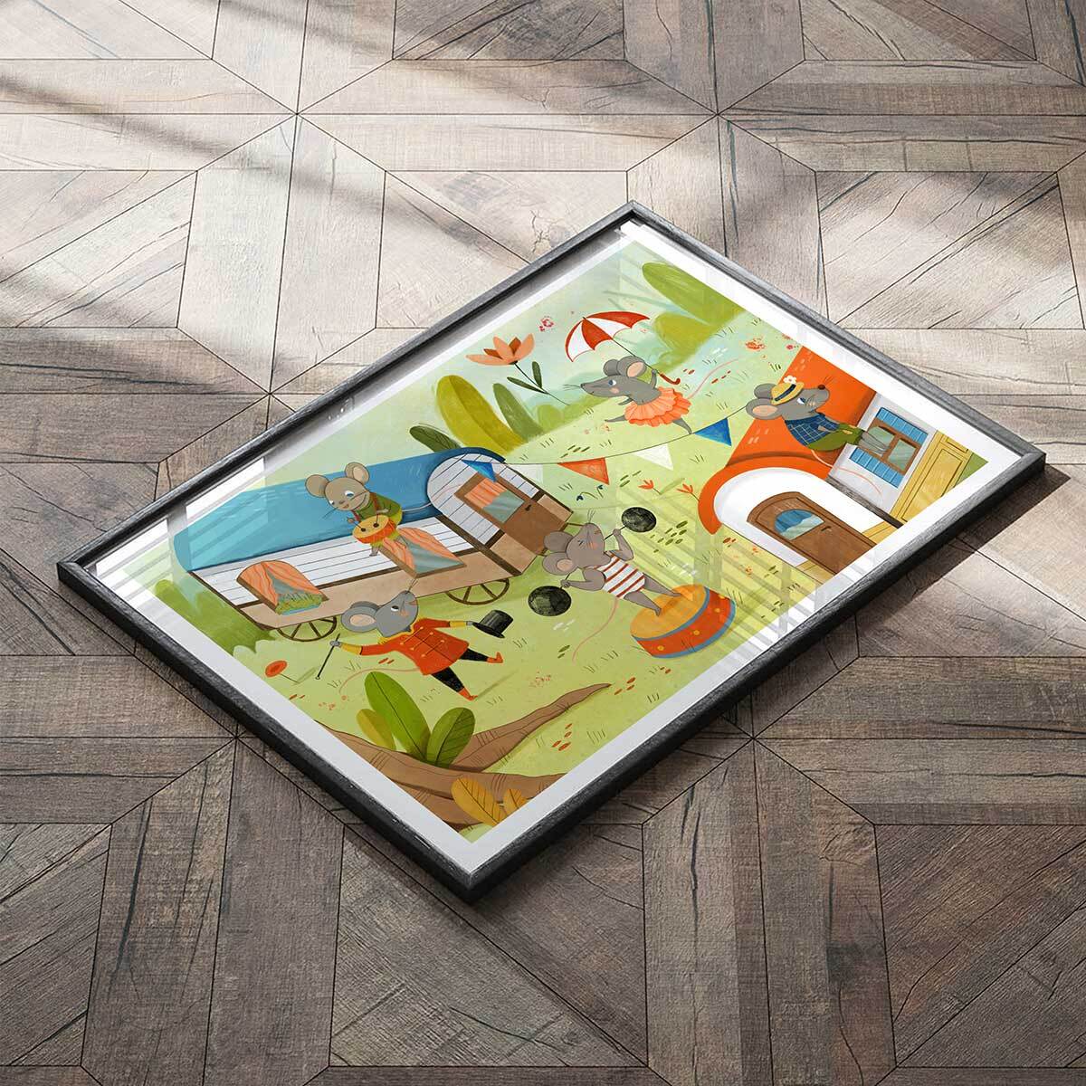 Affiche enfant roulottes de cirque  Affiche seule