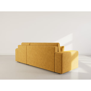 Nicole - canapé d'angle réversible 4 places convertible avec coffre en tissu - Jaune