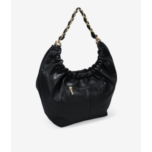 Bolso de hombro negro con cadena