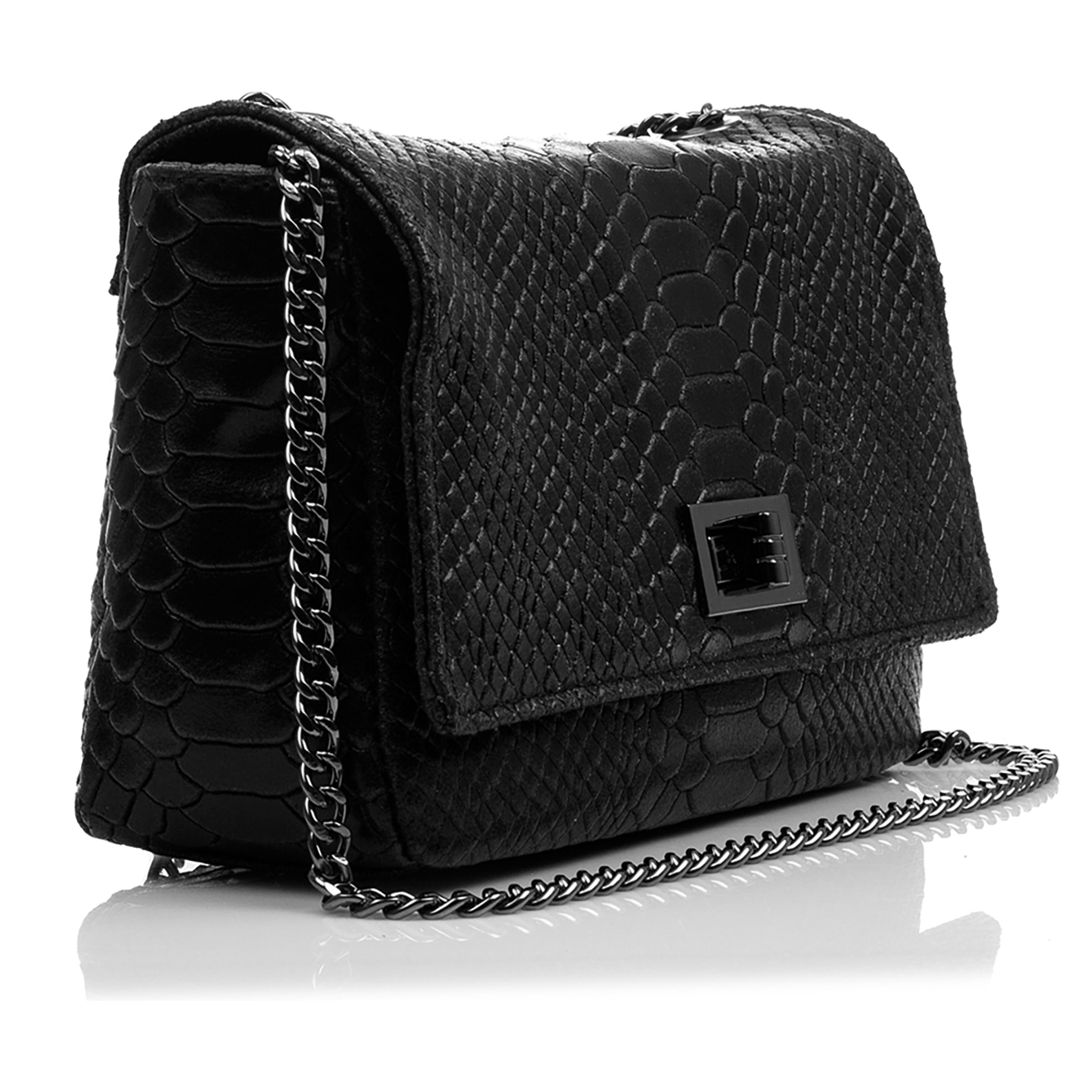 Dalida Borsa a tracolla Donna.Pelle autentica Camoscio Inciso Serpente