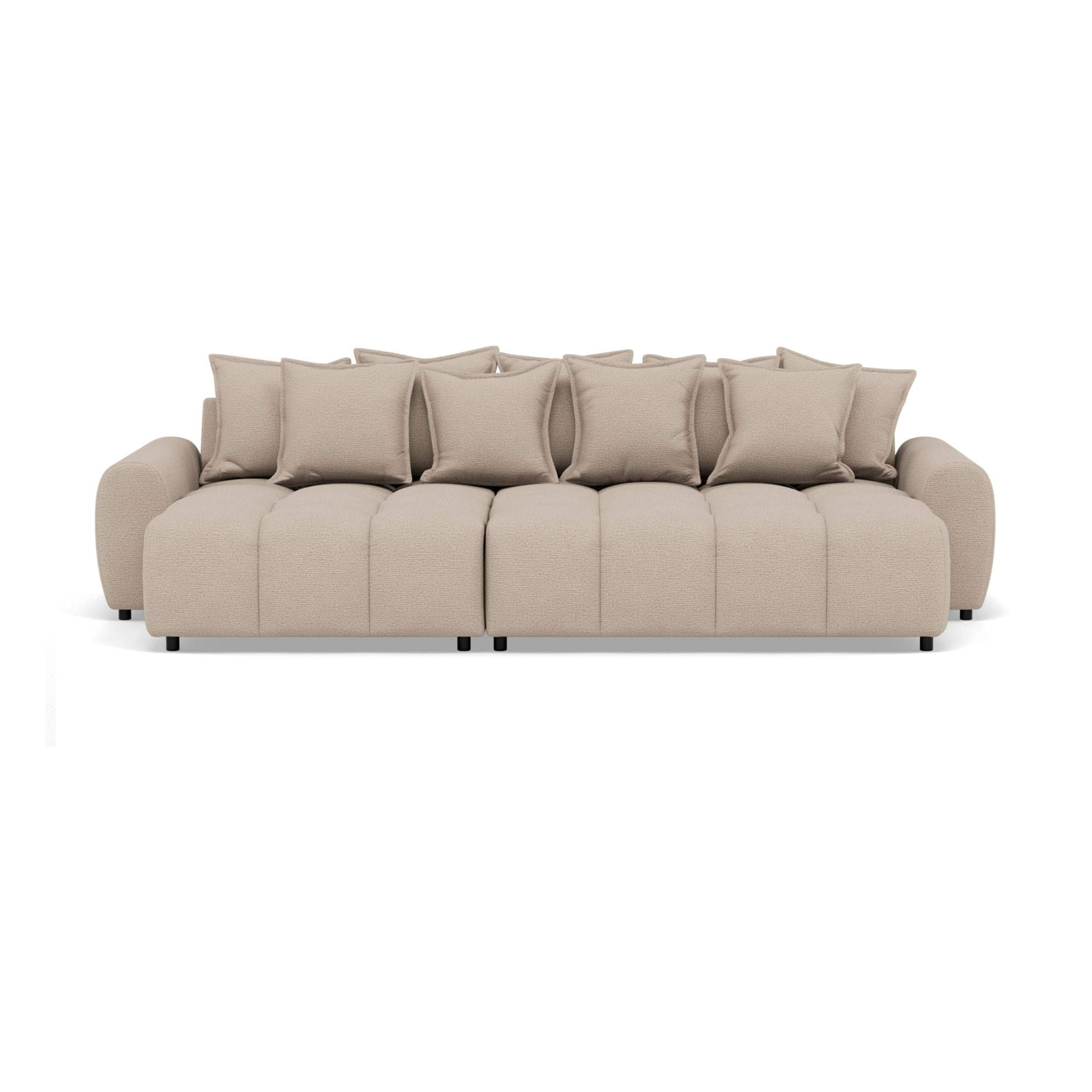 Adelaide - canapé d'angle réversible 4 places avec pouf d'appoint en tissu texturé - Beige