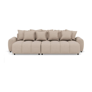 Adelaide - canapé d'angle réversible 4 places avec pouf d'appoint en tissu texturé - Beige