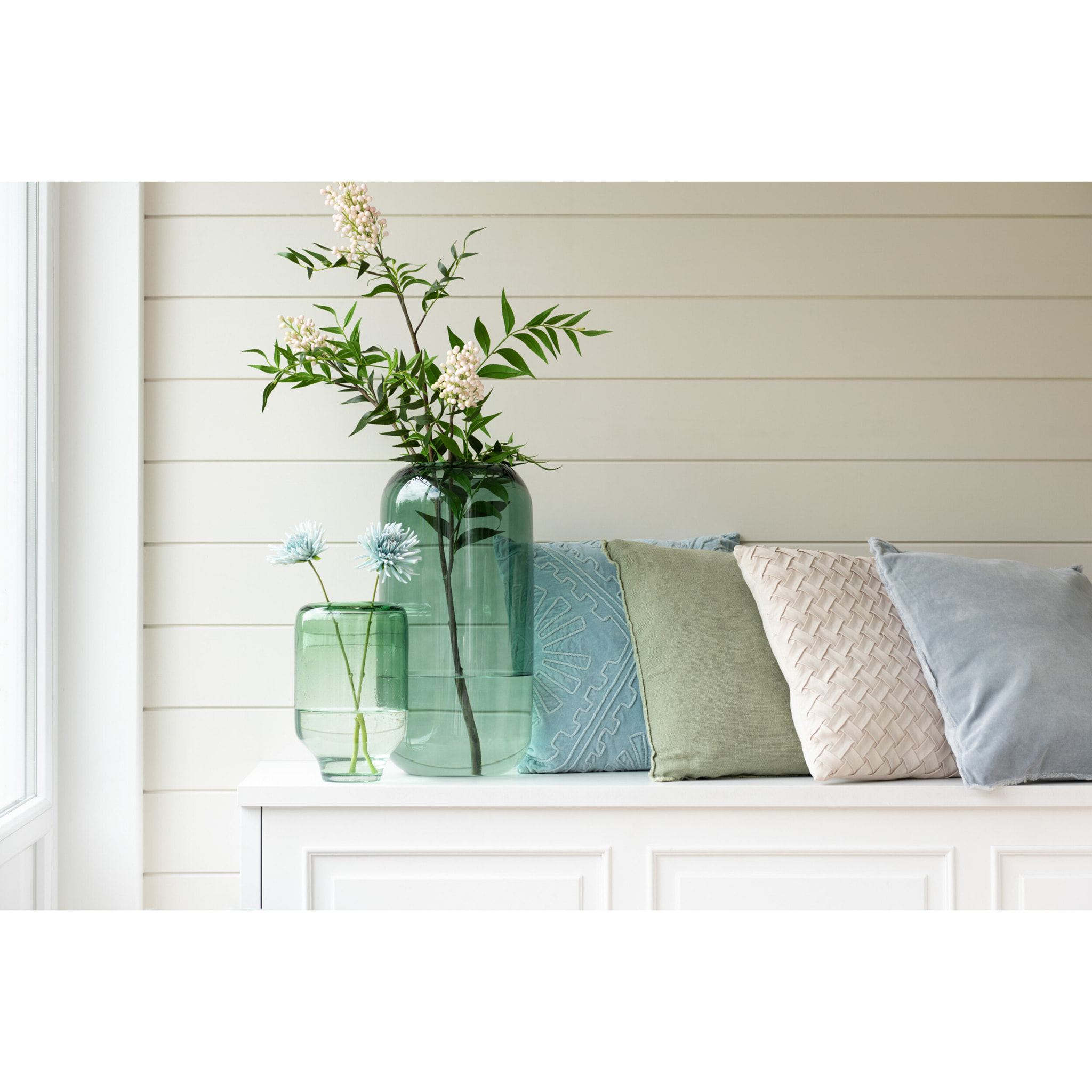 J-Line vase Nora Rond Sur Pied - verre - vert clair - small - Ø 18 cm