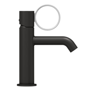 Mitigeur lavabo bas Vivienne noir mat avec bague chromée brossée