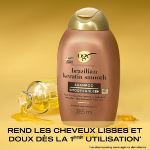 OGX Shampooing Kératine Lissage Brésilien, 385ml – Soin capillaire lissant à la kératine pour des cheveux brillants – Shampoing