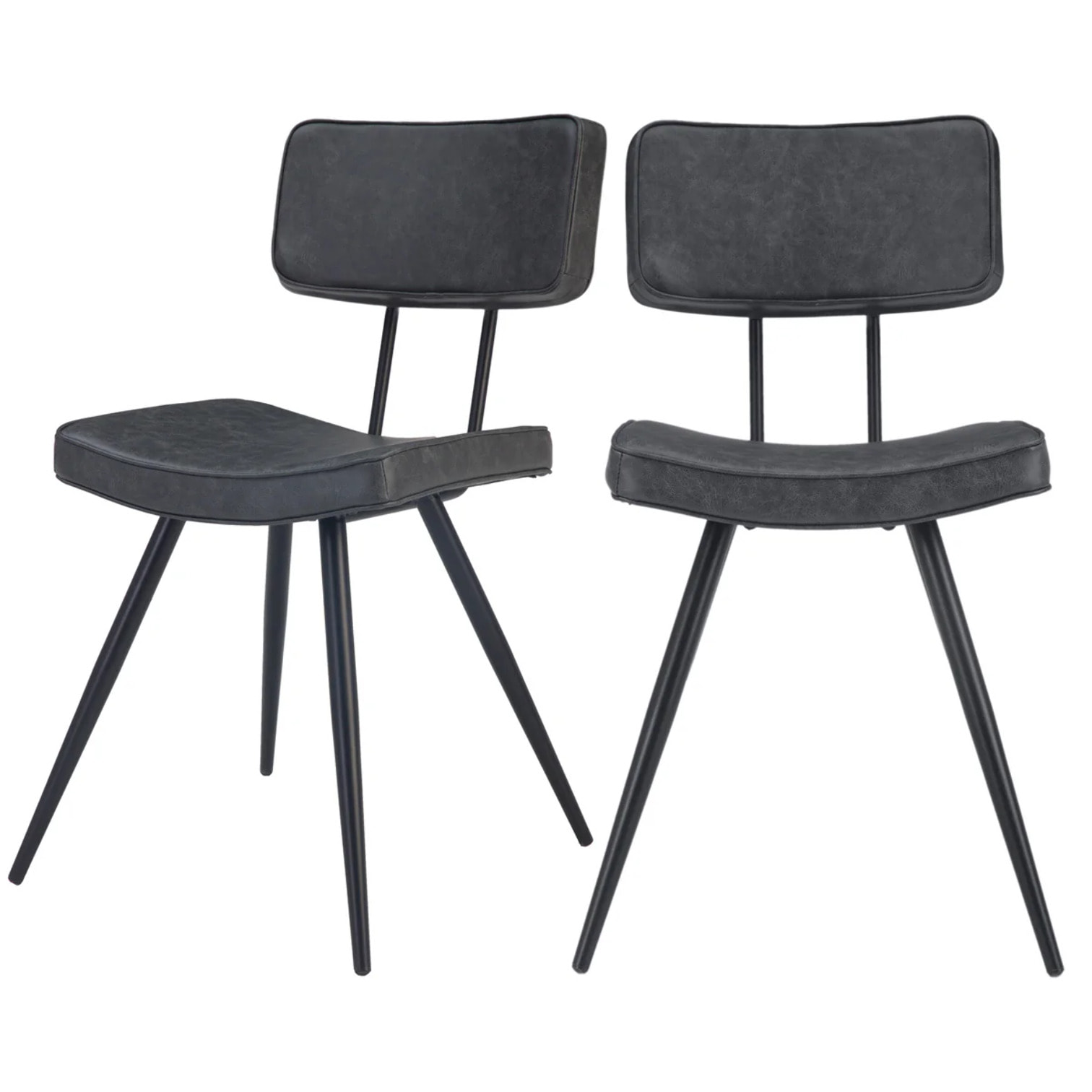Lot de 2 chaises en cuir synthétique gris / noir - Texas