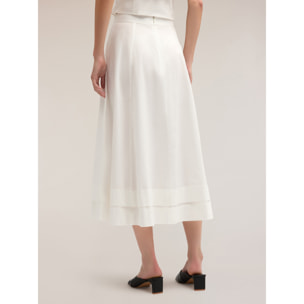 Motivi - Falda plisada de popelina con vuelo - Blanco