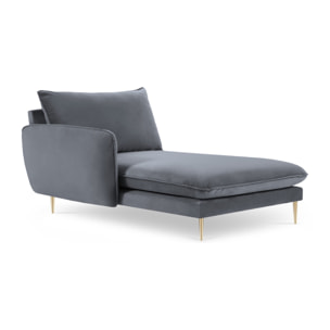 Méridienne gauche "Vienna" en velours bleu gris