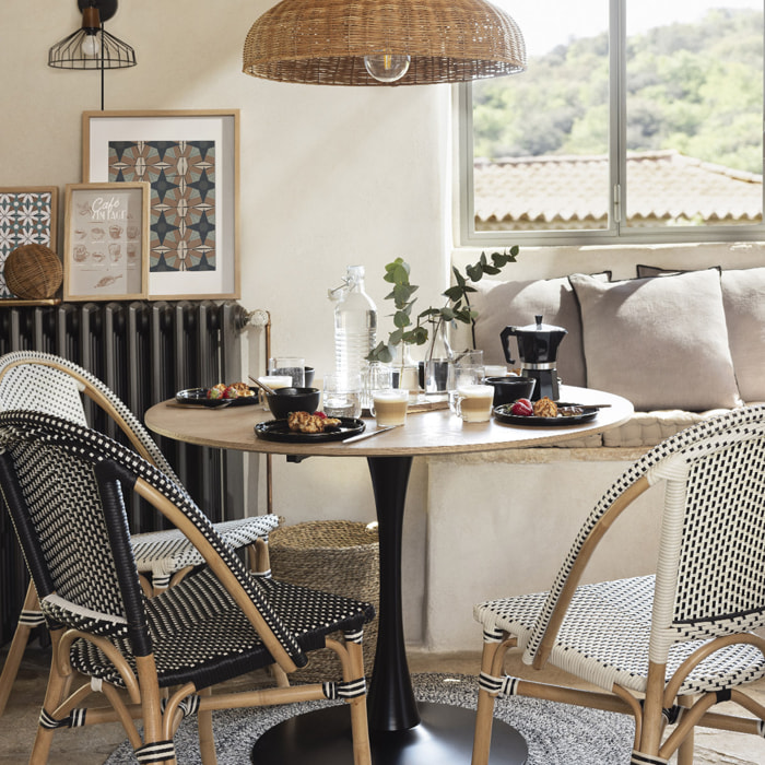 Table à manger "Elias" - métal & bois D100 cm