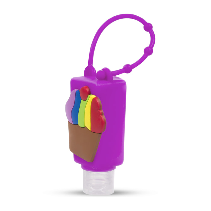 Portachiavi Bottiglia disinfettante per le mani alcol ricaricabile 30ml. Design pastello.