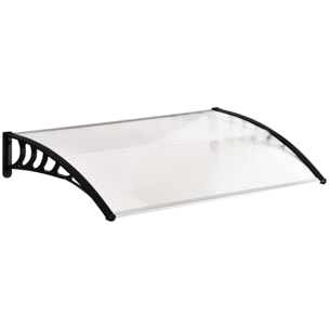 Marquesinas Exterior para Puertas y Ventanas, 150x90 cm, Tejadillo de Protección contra Sol y Lluvia, con Cubierta de Policarbonato, Soporte de Aleación de Aluminio, Blanco