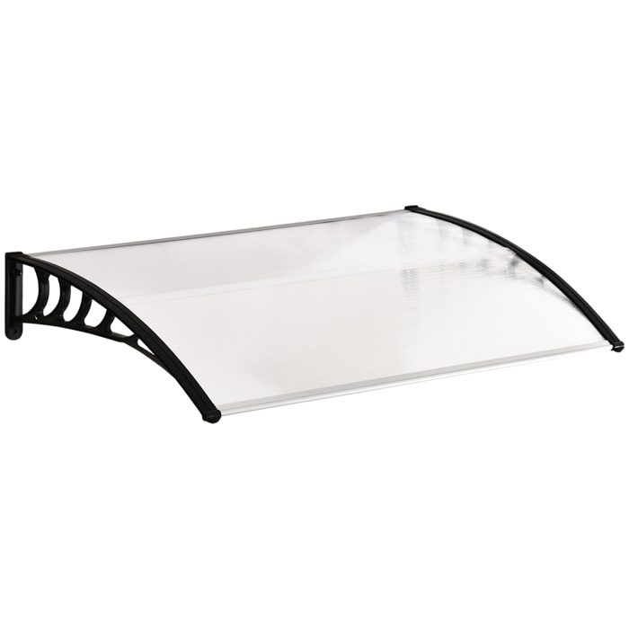Marquesinas Exterior para Puertas y Ventanas, 150x90 cm, Tejadillo de Protección contra Sol y Lluvia, con Cubierta de Policarbonato, Soporte de Aleación de Aluminio, Blanco