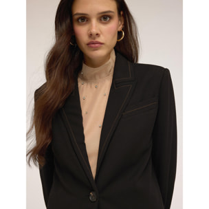 Motivi - Chaqueta de un solo botón con costuras en contraste - Negro