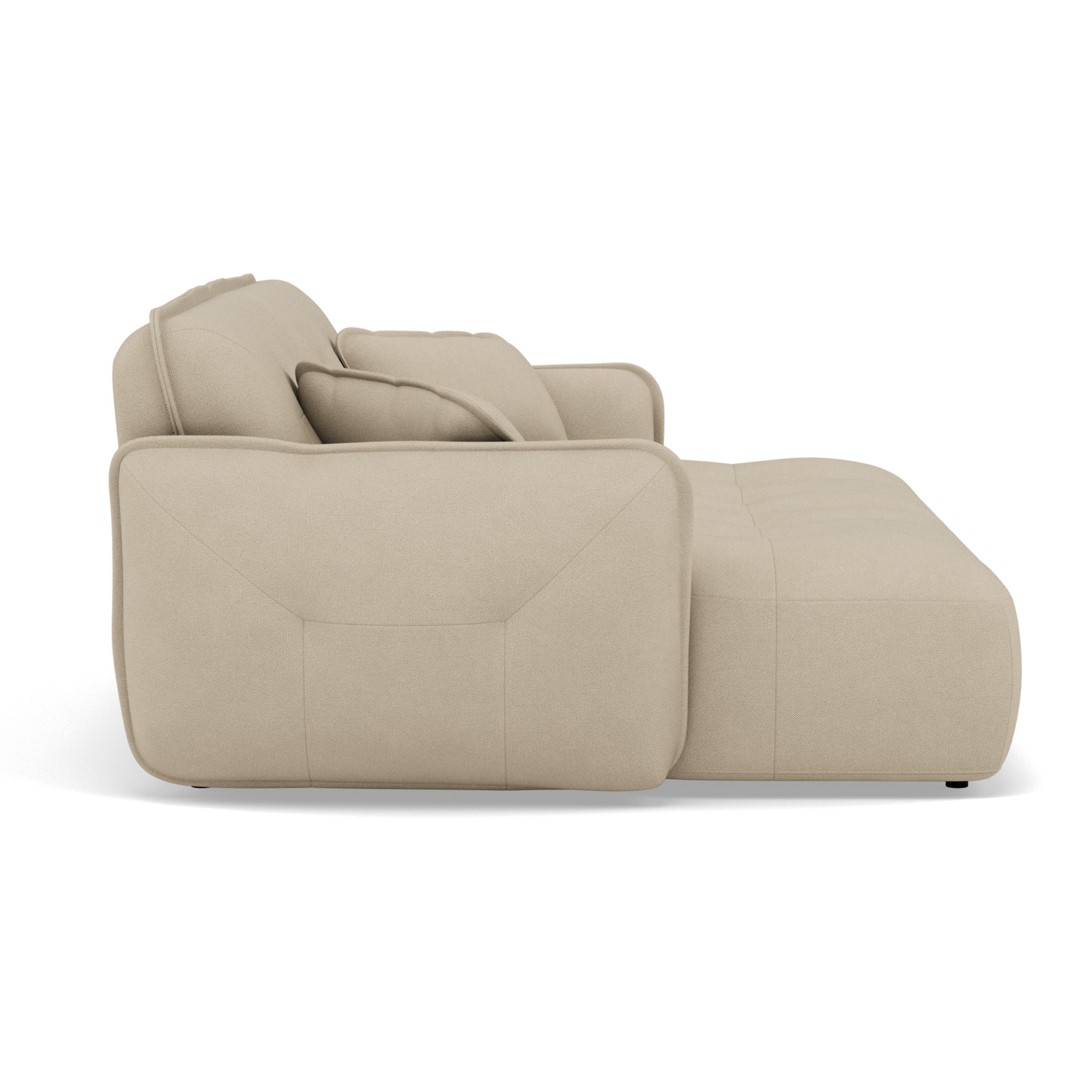 Thais - canapé droit 4 places avec double méridienne assise profonde en tissu texturé - Beige