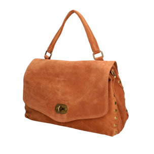Borsa a mano da donna Made in Italy - Modello Zelia Elite - Pelle scamosciata - 37.0 x 22.0 x 15.0 cm