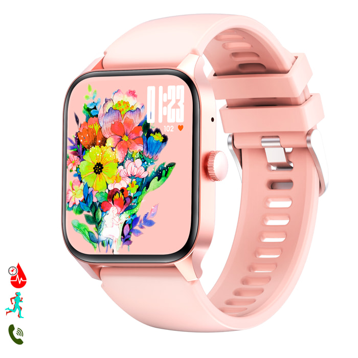 Smartwatch QS56. Chiamate Bluetooth, oltre 100 modalità sportive. Misurazione di passi, calorie e distanza.