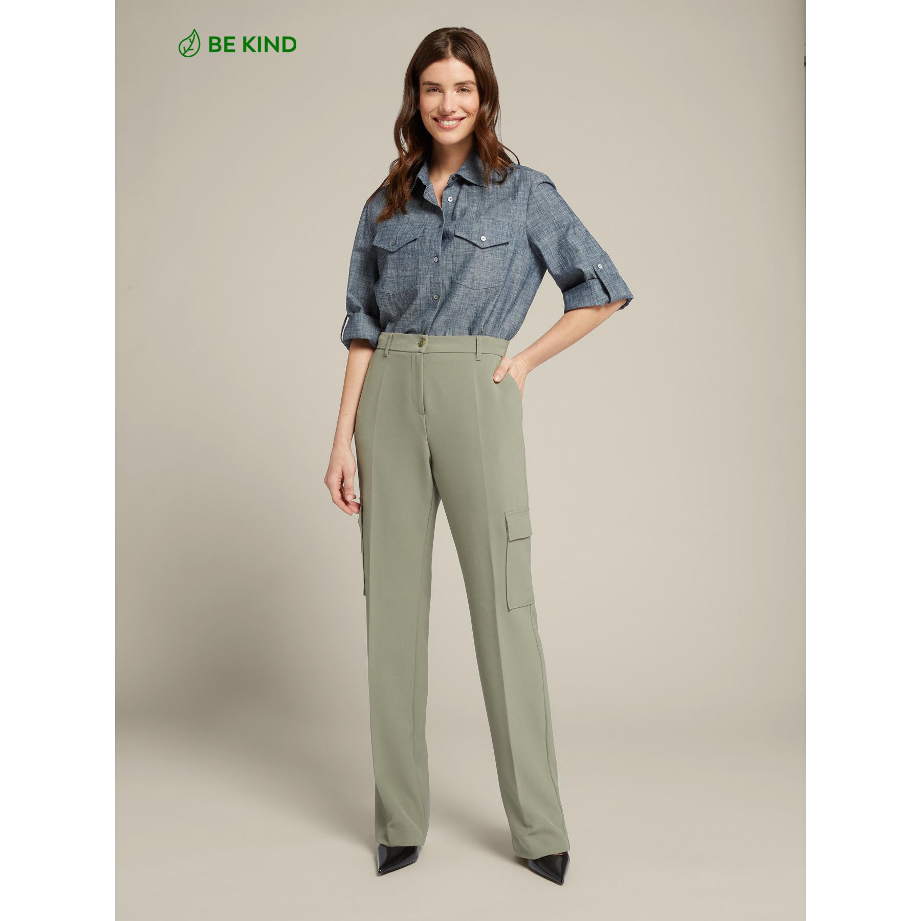 Elena Mirò - Pantaloni cargo tailoring da fibre riciclate - Verde chiaro