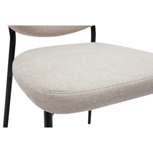 Chaises en tissu effet velours texturé beige et métal noir (lot de 2) BREKA