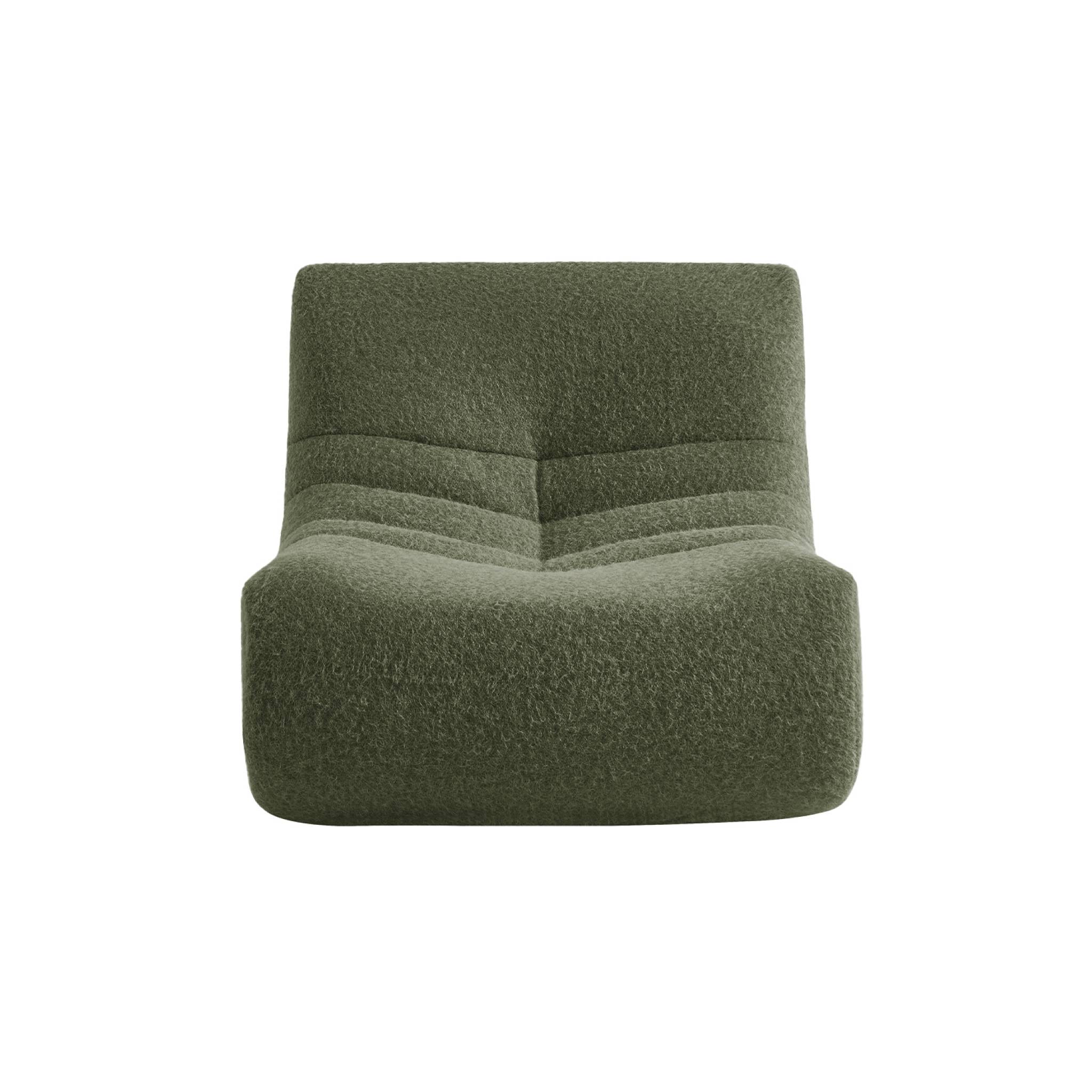 Chauffeuse tissu effet alpaca 3 places. kaki. style contemporain. L 91 x P 105 x H 72cm