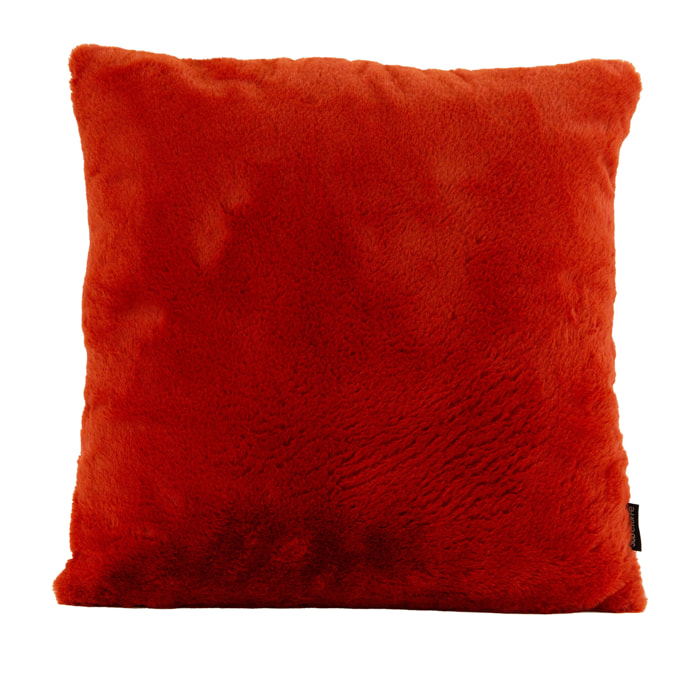 Coussin tout doux imitation fourrure - Brique