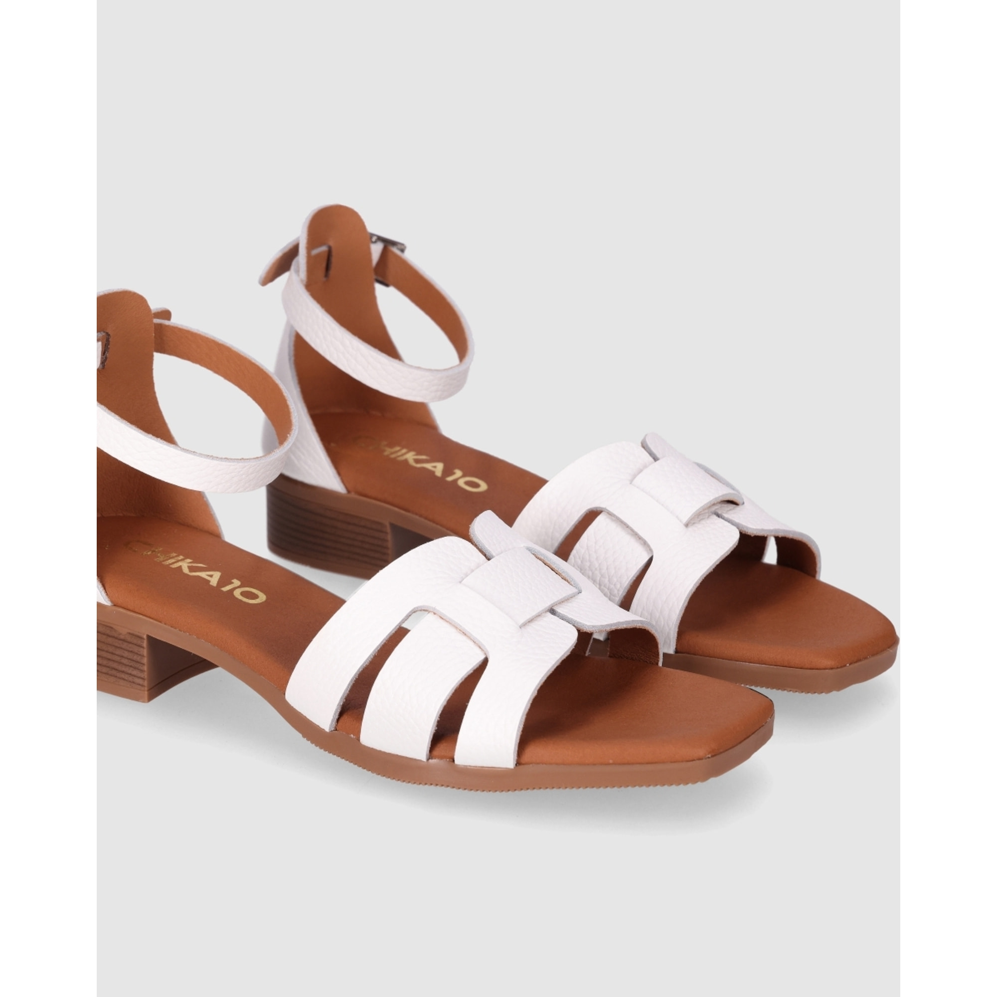 Sandalias de Piel - Blanco - Tacón: 3 cm