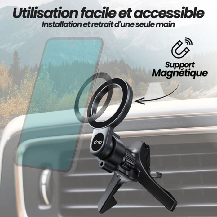 Support smartphone TNB Support magnétique compact aération Noir
