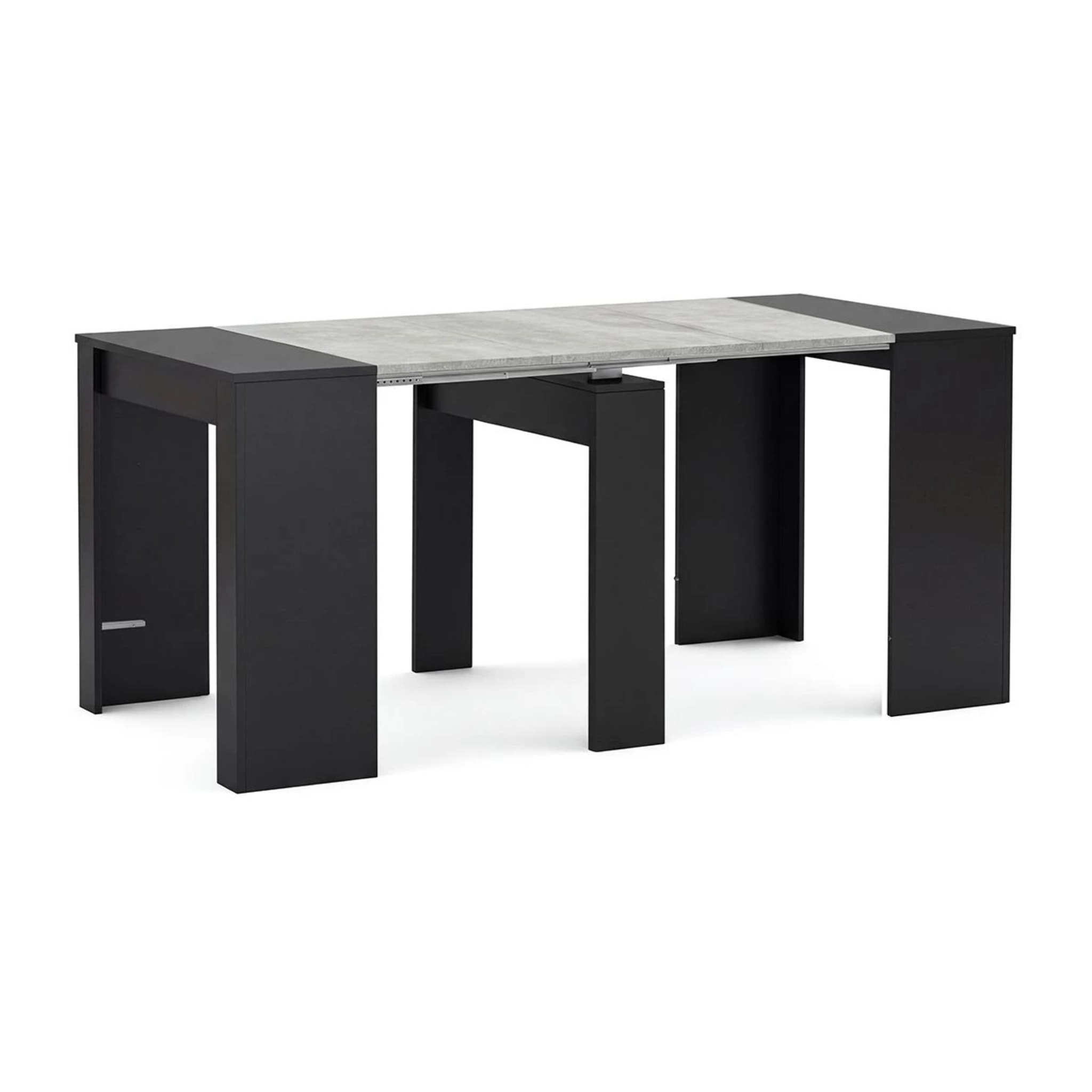 Mesa consola extensible en negro mate y gris cemento 50-235x90 cm Denis Negro Mate - Gris Cemento
