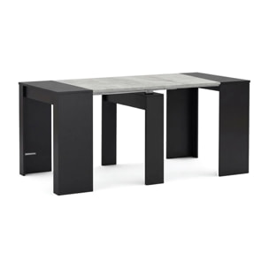 Mesa consola extensible en negro mate y gris cemento 50-235x90 cm Denis Negro Mate - Gris Cemento