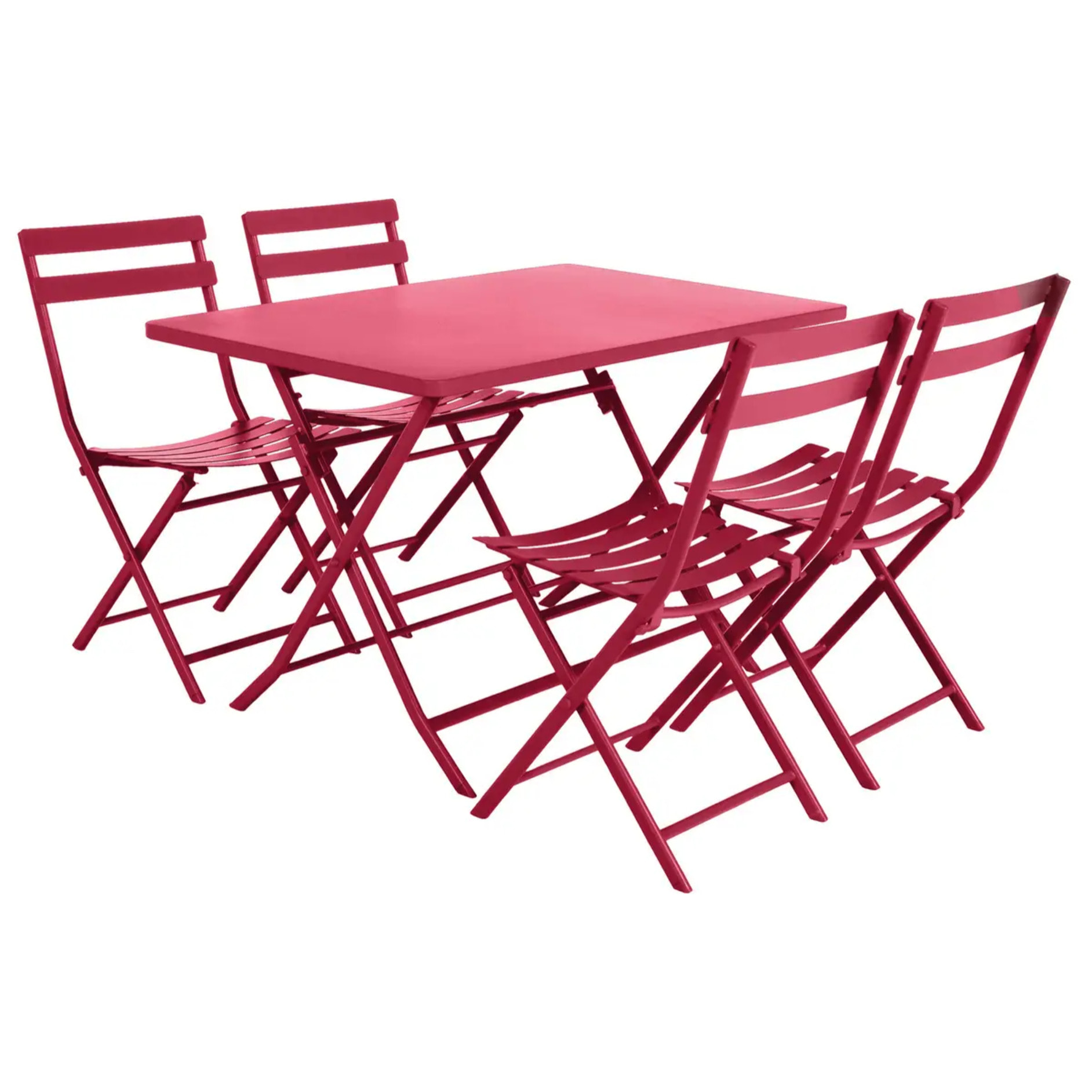 Table de jardin pliante rectangulaire "Greensboro" grenade 4 places en acier traité époxy