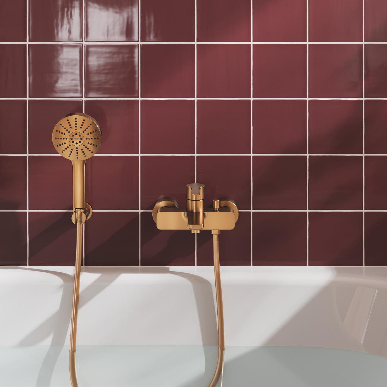 Ensemble de douche 3 jets avec support mural - Warm Sunset brossé