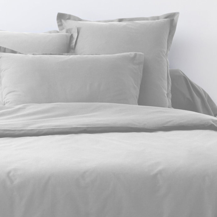 Parure de draps Uni 100% Coton - Essentiel - Acier