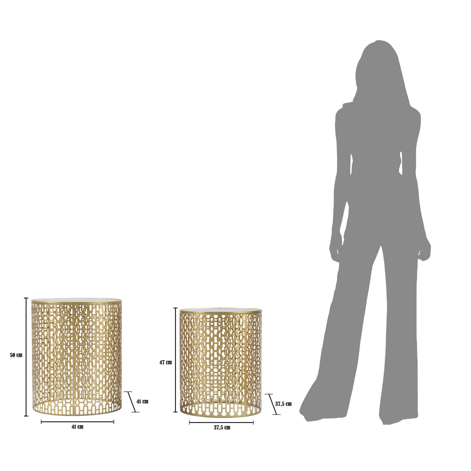 TAVOLINETTI COPPIA OBLIN CM Ø 41X50-37,5X47