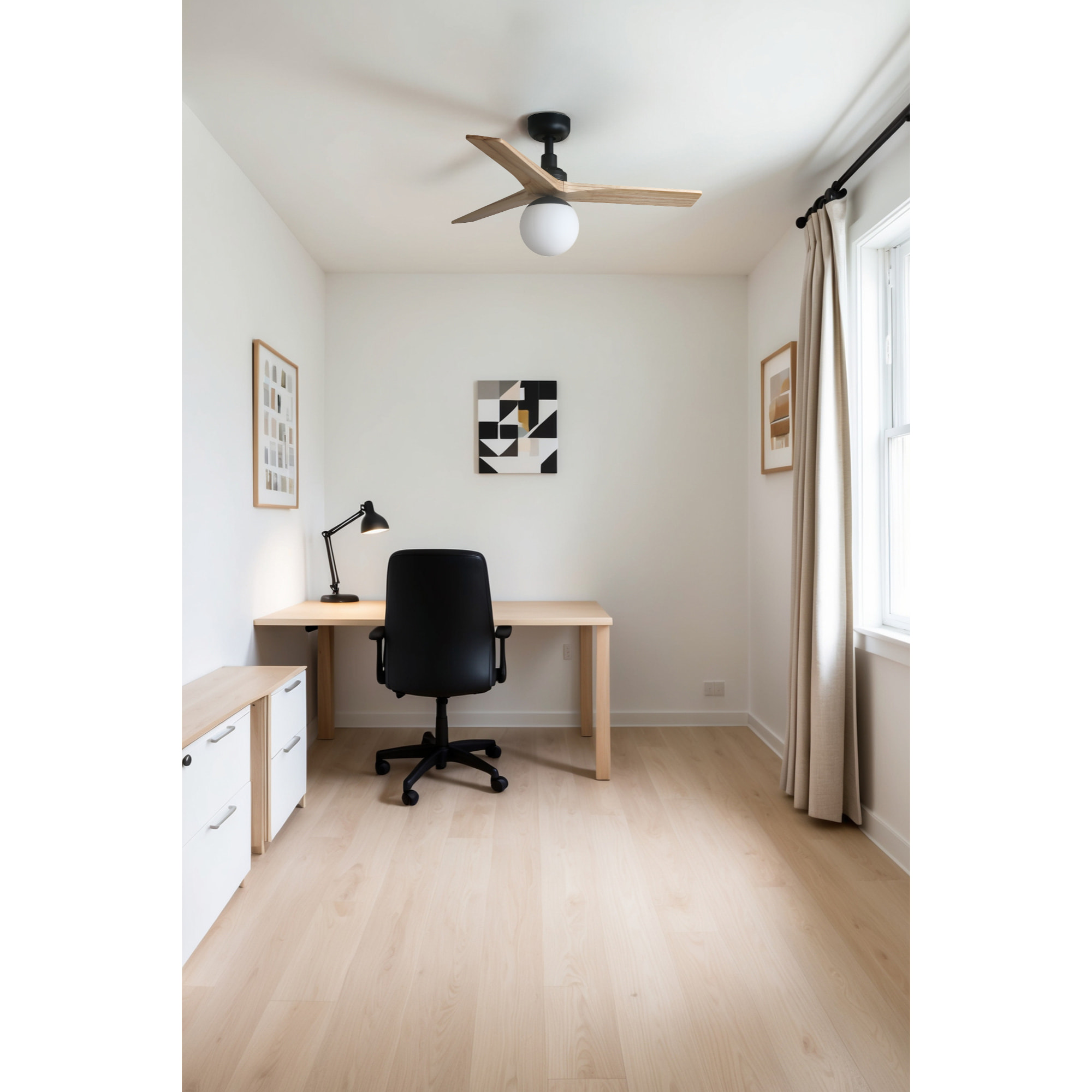 KLIM S Ventilatore a soffitto nero/legno querciaE27