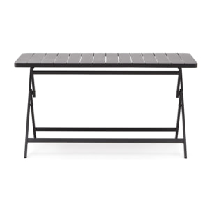 Kave Home - Tavolo da esterno pieghevole Torreta in alluminio con finitura grigio scuro 140 x 70 cm