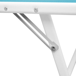 Lot de 2 bains de soleil SARDINIA en textilène bleu - structure blanche