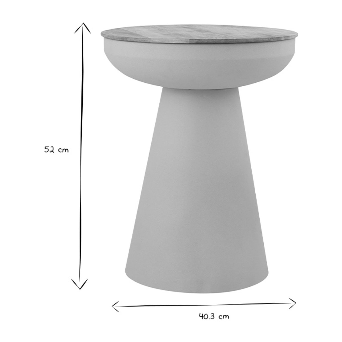 Table d'appoint ronde design avec rangement en métal vert céladon et bois manguier massif H52 cm TAM