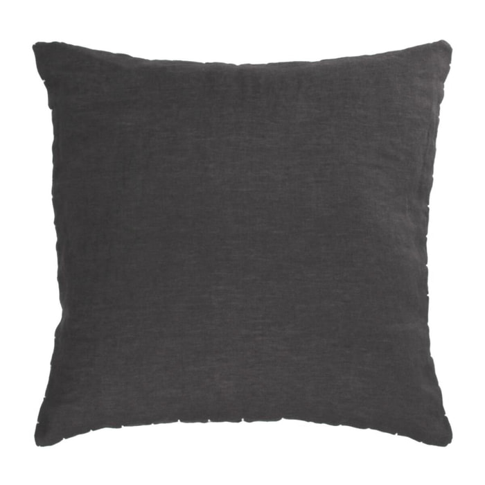 Kave Home - Fodera cuscino Elmina 100% lino nero 45 x 45 cm