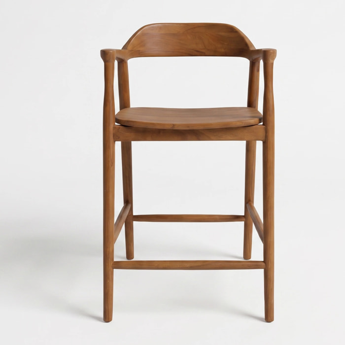 Chaise pour îlot central en bois de teck massif 66,5 cm - Céline