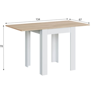 Tavolo Quadrato Allungabile Ausiliario Estensibile Design Moderno Stabile A Libro Da 67 A 134 Cm Con Piedini Antigraffio Bianco E Rovere
