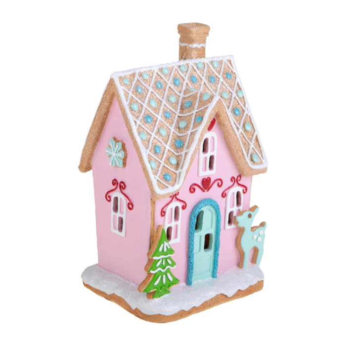 Casetta Gingerbread con Led - Pezzi 1 - Colore Bianco - 15x23Hx12cm - Bianchi Dino