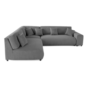 Garance - canapé modulable d'angle gauche - 6 places - en velours côtelé - Gris foncé