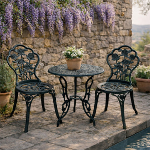 Salon de jardin 2 places – Style néo-rétro – Table ronde incluse