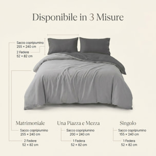 Parure copripiumino singolo in cotone bicolore morbido e traspirante, set sacco copripiumino con federa, design semplice ed elegante, tessuto resistente e certificato OEKO-TEX, facile da lavare, comfort naturale per uso quotidiano