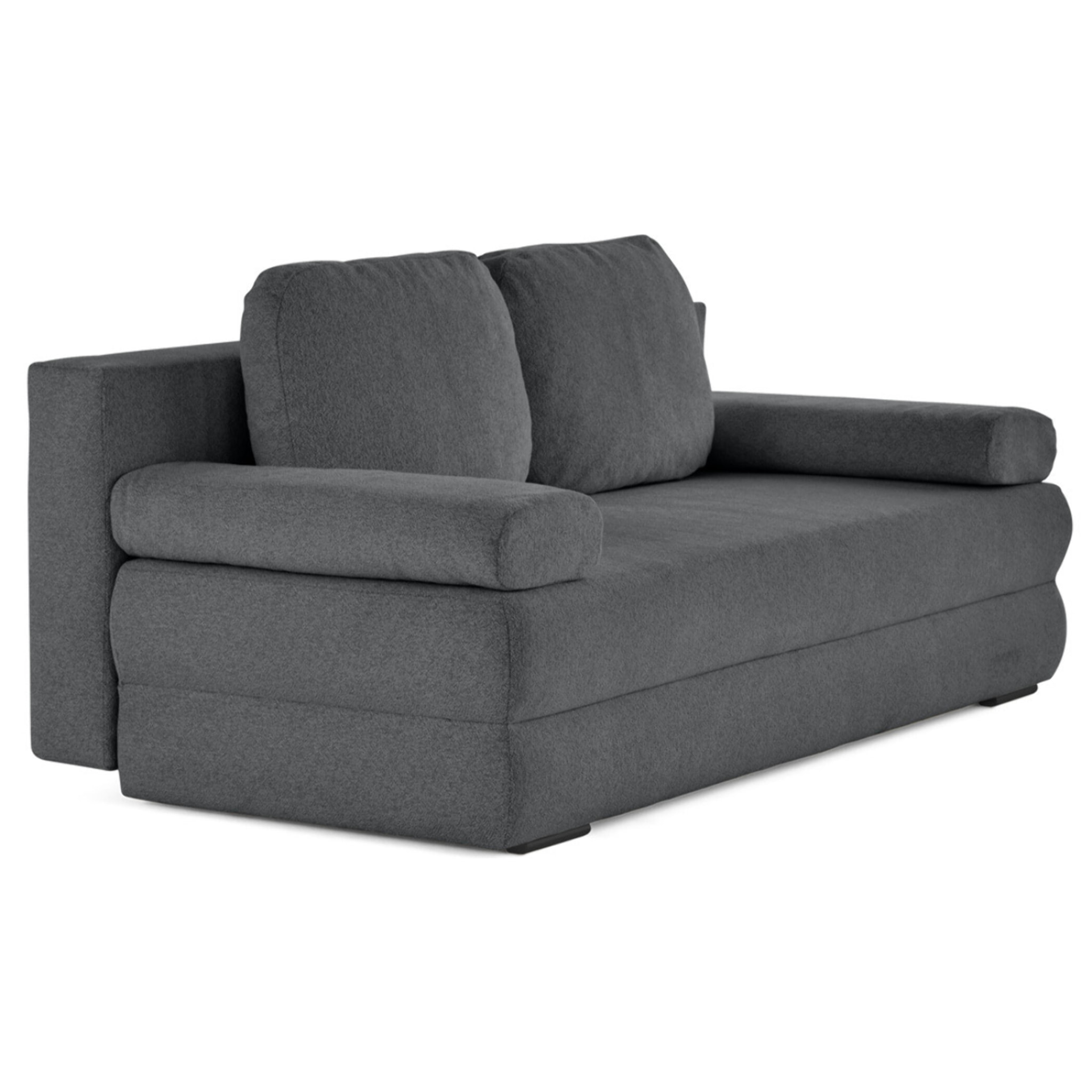 Nora - canapé 3 places convertible avec coffre en tissu texturé - Gris foncé