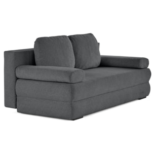 Nora - canapé 3 places convertible avec coffre en tissu texturé - Gris foncé